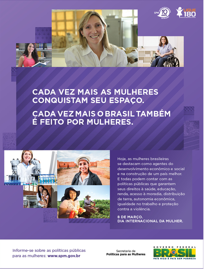 Campanha destaca papel das mulheres no desenvolvimento do País