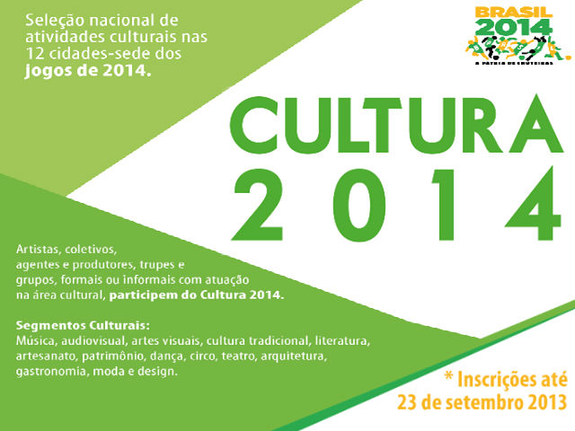 Concurso Cultura 2014 apoiará a produção de 12 filmes inéditos para Copa do Mundo